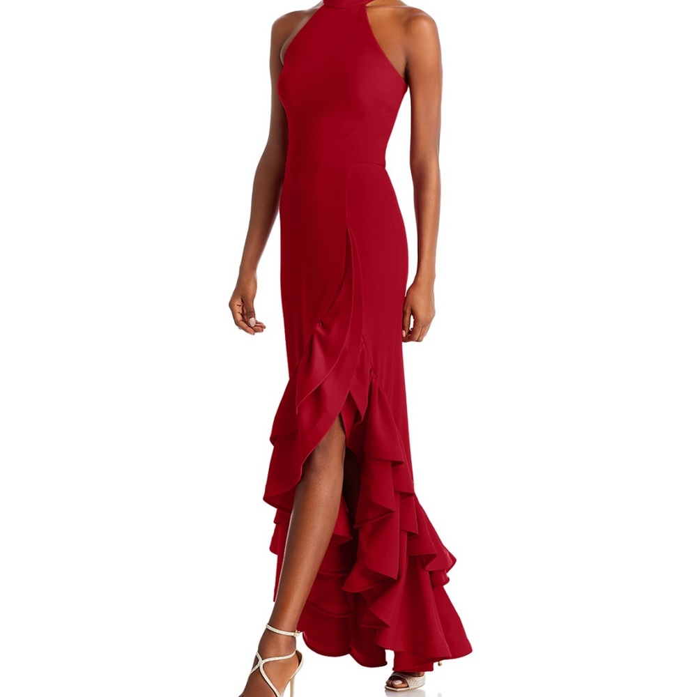 Aqua High Low Dress in Deep Red